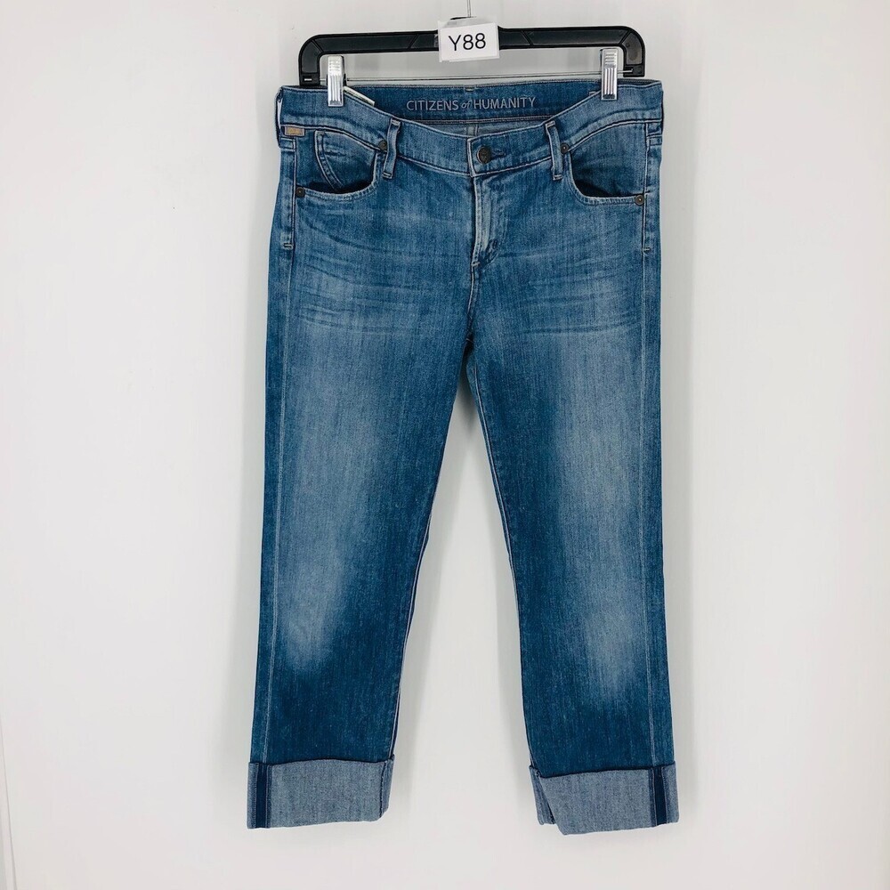 Citizens of Humanity Womens Size 29 Blue Denim Straight Leg Cropped Cuffed Jeans